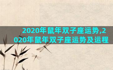 2020年鼠年双子座运势,2020年鼠年双子座运势及运程