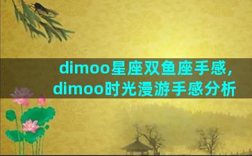 dimoo星座双鱼座手感,dimoo时光漫游手感分析