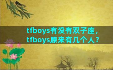 tfboys有没有双子座，tfboys原来有几个人？