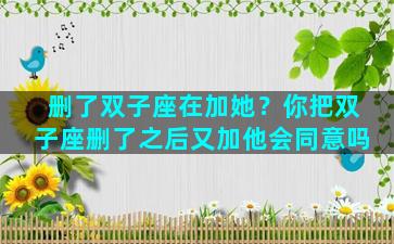 删了双子座在加她？你把双子座删了之后又加他会同意吗
