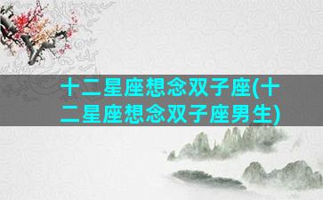 十二星座想念双子座(十二星座想念双子座男生)
