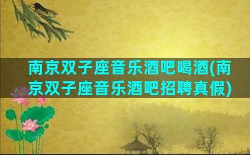 南京双子座音乐酒吧喝酒(南京双子座音乐酒吧招聘真假)