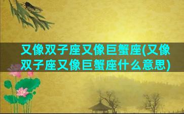 又像双子座又像巨蟹座(又像双子座又像巨蟹座什么意思)