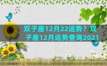 双子座12月22运势？双子座12月运势查询2021