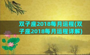 双子座2018每月运程(双子座2018每月运程详解)