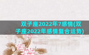 双子座2022年7感情(双子座2022年感情复合运势)