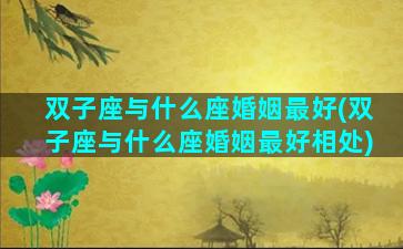 双子座与什么座婚姻最好(双子座与什么座婚姻最好相处)