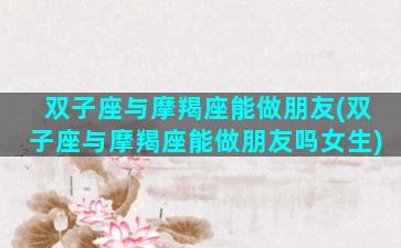 双子座与摩羯座能做朋友(双子座与摩羯座能做朋友吗女生)