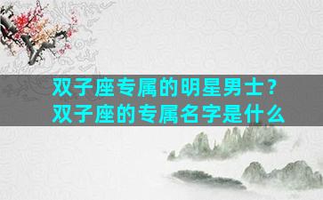 双子座专属的明星男士？双子座的专属名字是什么