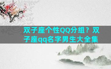 双子座个性QQ分组？双子座qq名字男生大全集