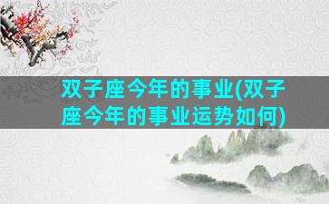双子座今年的事业(双子座今年的事业运势如何)