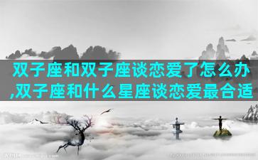 双子座和双子座谈恋爱了怎么办,双子座和什么星座谈恋爱最合适