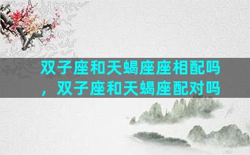 双子座和天蝎座座相配吗，双子座和天蝎座配对吗