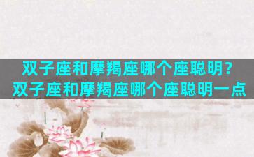 双子座和摩羯座哪个座聪明？双子座和摩羯座哪个座聪明一点