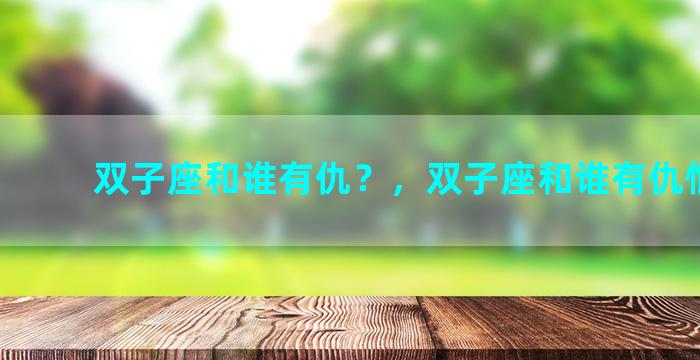 双子座和谁有仇？，双子座和谁有仇恨关系