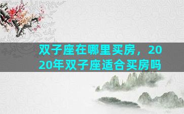 双子座在哪里买房，2020年双子座适合买房吗