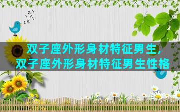 双子座外形身材特征男生,双子座外形身材特征男生性格
