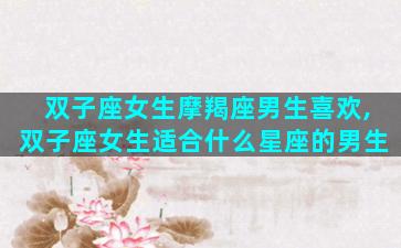 双子座女生摩羯座男生喜欢,双子座女生适合什么星座的男生