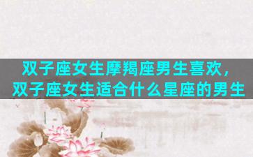 双子座女生摩羯座男生喜欢，双子座女生适合什么星座的男生