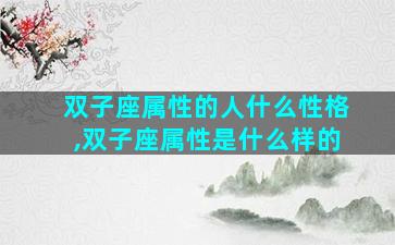 双子座属性的人什么性格,双子座属性是什么样的