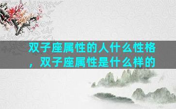 双子座属性的人什么性格，双子座属性是什么样的