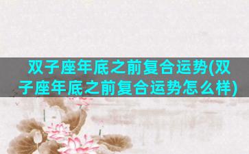 双子座年底之前复合运势(双子座年底之前复合运势怎么样)