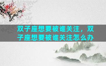 双子座想要被谁关注，双子座想要被谁关注怎么办