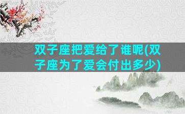 双子座把爱给了谁呢(双子座为了爱会付出多少)