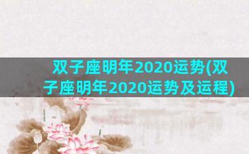 双子座明年2020运势(双子座明年2020运势及运程)