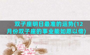 双子座明日最准的运势(12月份双子座的事业能如愿以偿)