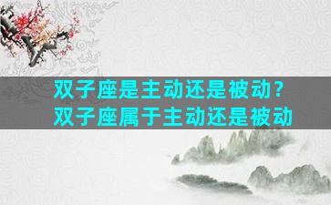 双子座是主动还是被动？双子座属于主动还是被动