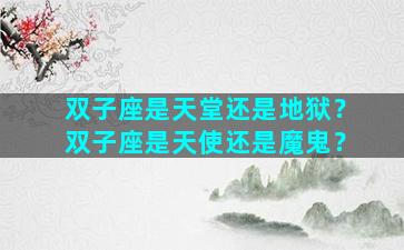 双子座是天堂还是地狱？双子座是天使还是魔鬼？