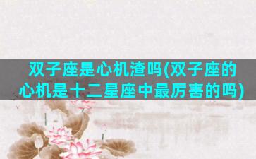 双子座是心机渣吗(双子座的心机是十二星座中最厉害的吗)