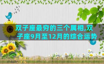 双子座最穷的三个属相,双子座9月至12月的综合运势