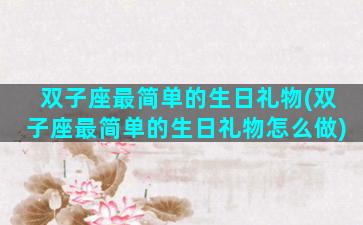 双子座最简单的生日礼物(双子座最简单的生日礼物怎么做)
