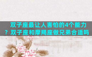 双子座最让人害怕的4个能力？双子座和摩羯座做兄弟合适吗