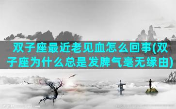 双子座最近老见血怎么回事(双子座为什么总是发脾气毫无缘由)