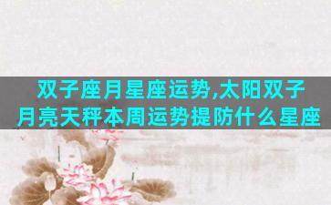 双子座月星座运势,太阳双子月亮天秤本周运势提防什么星座