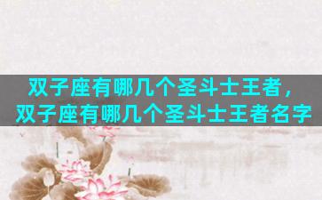 双子座有哪几个圣斗士王者，双子座有哪几个圣斗士王者名字