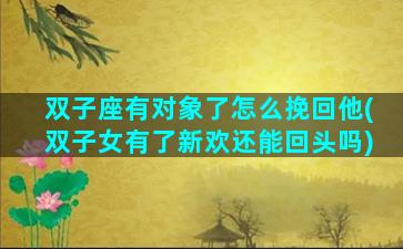 双子座有对象了怎么挽回他(双子女有了新欢还能回头吗)