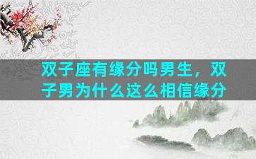 双子座有缘分吗男生，双子男为什么这么相信缘分