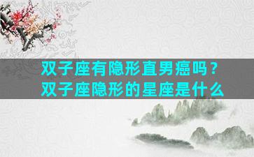 双子座有隐形直男癌吗？双子座隐形的星座是什么