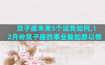双子座未来5个运势如何,12月份双子座的事业能如愿以偿
