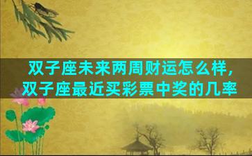 双子座未来两周财运怎么样,双子座最近买彩票中奖的几率