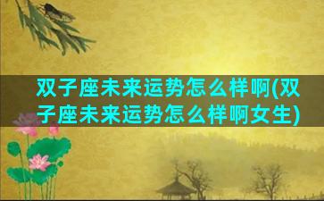 双子座未来运势怎么样啊(双子座未来运势怎么样啊女生)