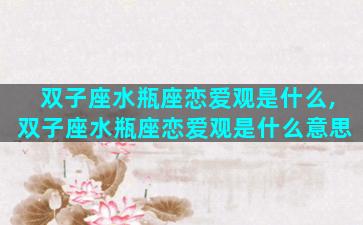双子座水瓶座恋爱观是什么,双子座水瓶座恋爱观是什么意思