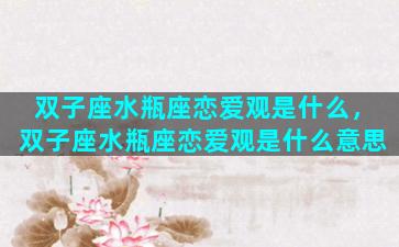 双子座水瓶座恋爱观是什么，双子座水瓶座恋爱观是什么意思