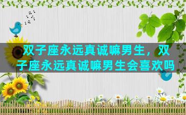 双子座永远真诚嘛男生，双子座永远真诚嘛男生会喜欢吗