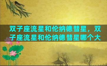双子座流星和伦纳德彗星，双子座流星和伦纳德彗星哪个大