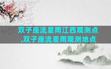 双子座流星雨江西观测点,双子座流星雨观测地点